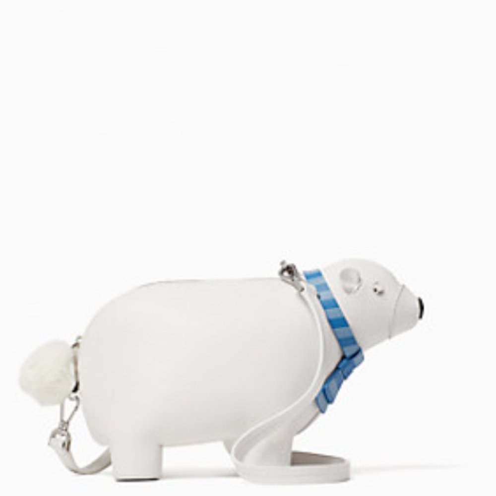 BEAUTIFUL ARTIC FRIENDS POLAR ANIMAL WHITE BEAR WEARING BLUE SCARF KATE SPADE - Picture 1 of 9